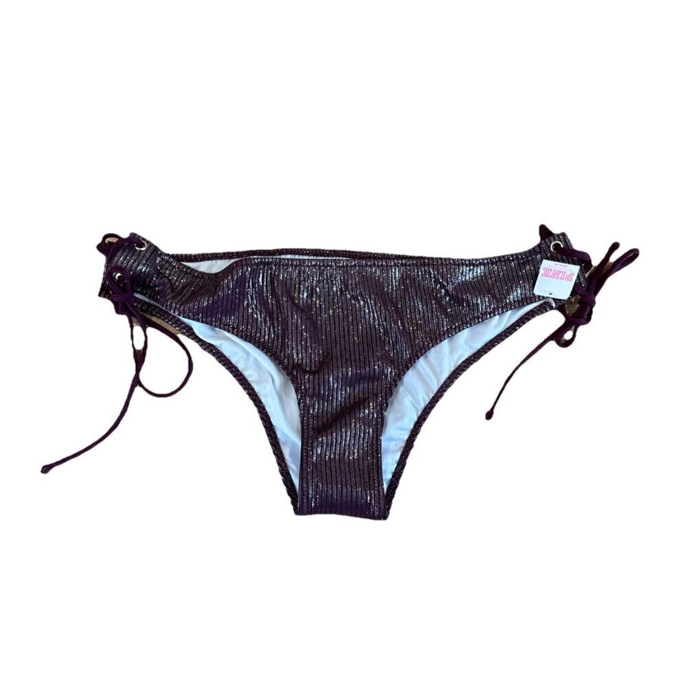Victoria's Secret PINK Side-Tie Mini Cheekster Bikini Bottom - Burgundy  L NWT